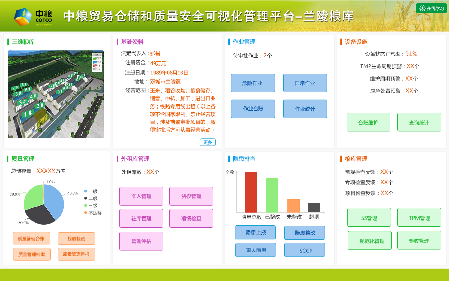 中糧貿(mào)易倉(cāng)儲(chǔ)和質(zhì)量安全可視化管理平臺(tái)